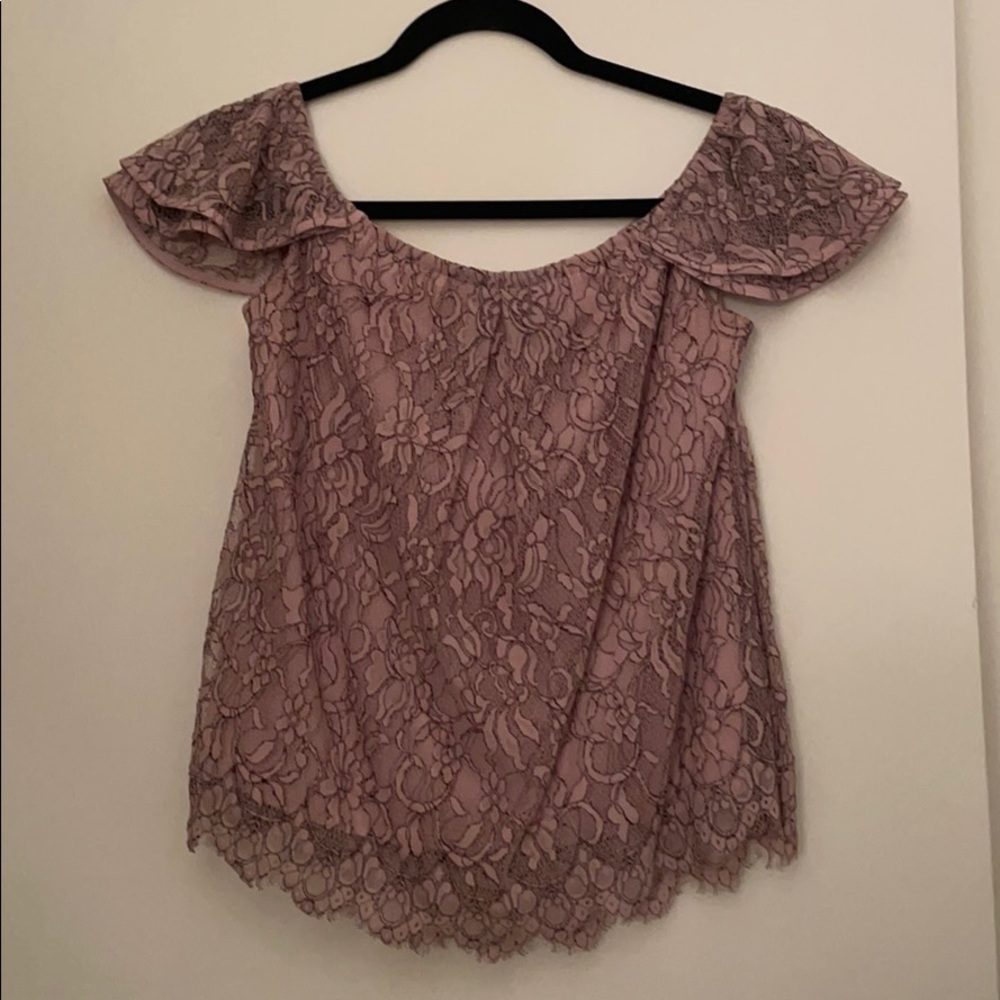 Rebecca Minkoff Pink Lace Top, Size Small